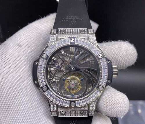 buy High quality replica iced out moissanite Hublot Tourbillon Movement diamond case replica from hypereptime Hublot