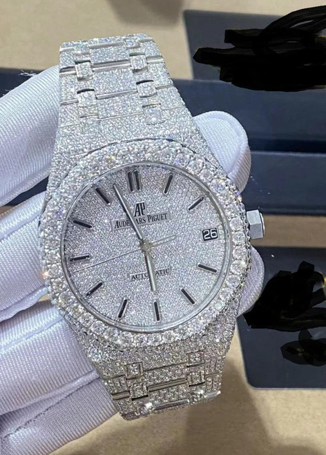 Buy High quality replica Fully Iced out Moissanite Audemars Piguet Cold Royal Oak Watch from the best trusted, fake clone swiss designer brand watch website