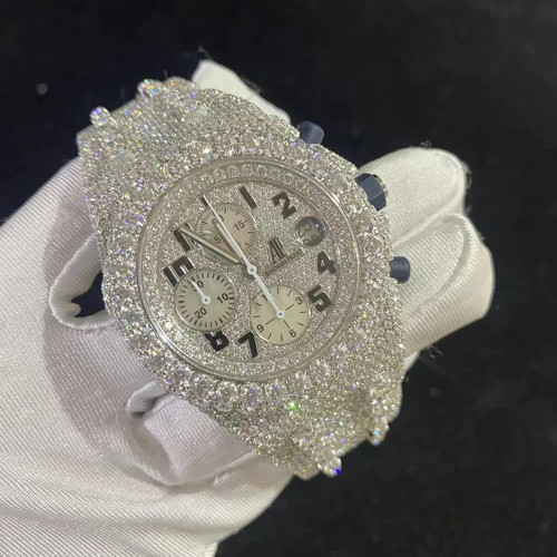 Buy High quality replica Fully Iced out Moissanite Audemars Piguet White Gold Watch from the best trusted, fake clone swiss designer brand watch website