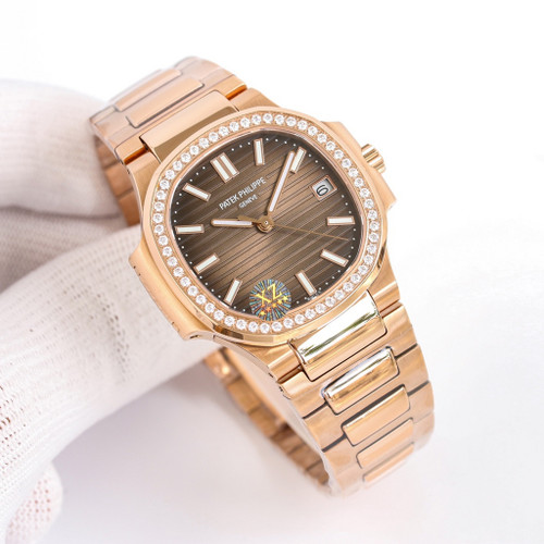 High quality replica iced out Patek Philippe moissanite vvs diamond womens Nautilus rose gold watch(Select colorway)