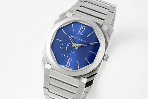 High quality replica plain jane Bulgari Octo Finissimo silver blue watch