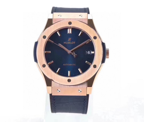 High quality replica plain jane Hublot classic fusion series rosegold/blue watch