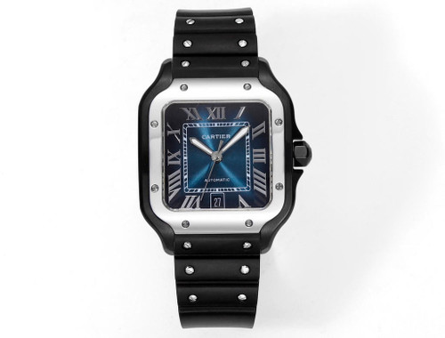 buy Super clone replica Cartier Santos Skeleton AF1 Series black, blue dial watch replica from hypereptime Cartier