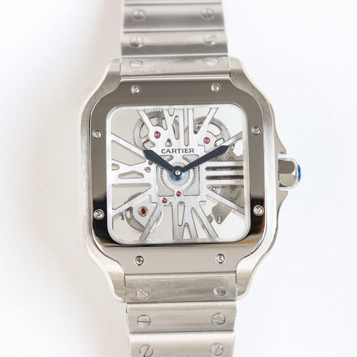 Buy High quality replica plain jane Cartier Santos Skeleton Series X43 blue dial watch from HypeRepTime, best replica designer brand website