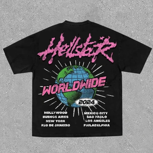 Buy High quality replica UA Hellstar Worldwide 2024 Graphic Casual Cotton Short Sleeve T-Shirt from HypeRepTime, best replica designer brand website