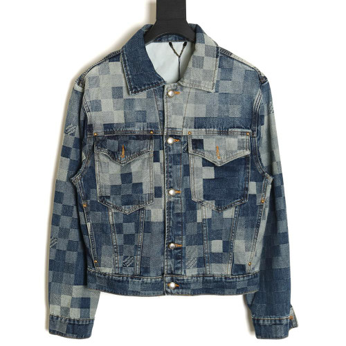 buy High quality replica UA Louis Vuitton 24SS mosaic checkerboard denim Jacket replica from hypereptime LV