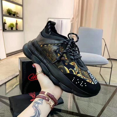 UA High quality replica Versace X 2chainz Chain Reaction in all black with versace print sneakers
