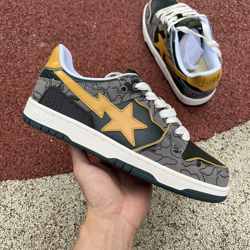 Buy High quality replica UA Bapesta Solebox Yellow Star Sneaker In Grey from HypeRepTime, best replica designer brand website