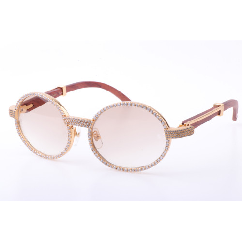 Buy High quality replica UA Gucci Cartier Full Diamond Wood In Gold Brown Sunglasses from HypeRepTime, best replica designer brand website