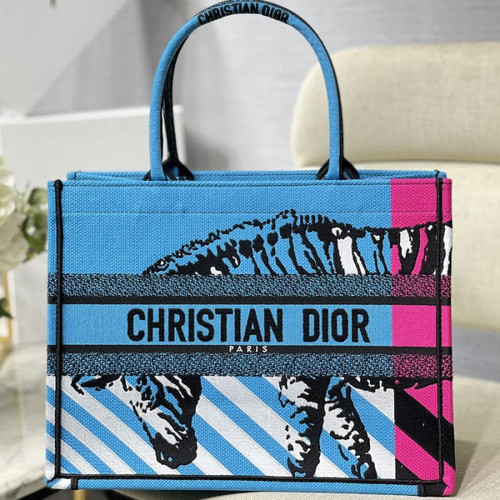 buy High quality replica UA  Medium Dior Book Tote Bright Blue and Pink D-Jungle Pop Embroidery, Bag replica from hypereptime DIOR