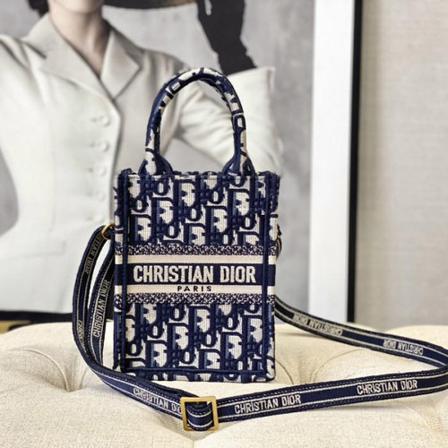 buy High quality replica UA Mini Dior Book Tote Blue Dior Oblique Embroidery, Phone Bag replica from hypereptime DIOR