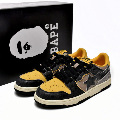 High Quality Replica UA Bape Sk8 Sta Low Make old Black and Yellow Sneaker
