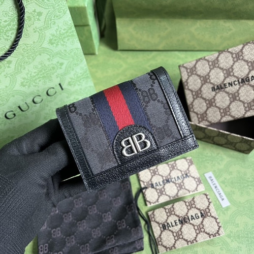 High Quality Replica UA Gucci x Balenciaga The Hacker Project Card Case Black Wallet