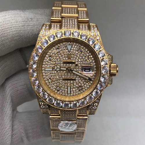 buy fully Iced out replica rosegold moissanite diamond bezel and bands clone Rolex submariner watch (PICK COLORWAY/STYLE) replica from hypereptime Rolex