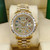 High quality replica Iced out moissanite diamonds Rolex Day date gold case diamond face rainbow stone