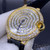 XHigh quality replica Iced out Moissanite Diamonds  Cartier Swiss  yellow gold case 42mm with  black leather