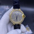 High quality replica Iced out Moissanite Diamonds  Cartier Swiss  yellow gold case 42mm with  black leather