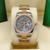 buy High quality replica Iced out Moissanite Rolex Datejust two tone Rosegold Palm leaf, Diamond Bezel replica from hypereptime Rolex