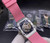 buy High quality replica Iced Out Moissanite baguette Richard Mille 32mm, pink rubber strap replica from hypereptime Other brands