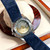 Super clone replica iced out Patek Philippe AQUANAUT series moissanite vvs diamond Geneve navy blue strap watch