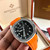 Super clone replica iced out Patek Philippe AQUANAUT series moissanite vvs diamond Geneve orange strap watch
