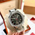 Super clone replica iced out Patek Philippe AQUANAUT series moissanite vvs diamond Geneve silver, black dial watch