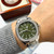 Super clone replica iced out Patek Philippe AQUANAUT series moissanite vvs diamond Geneve silver, green dial watch