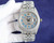 High quality replica iced out Rolex Datejust moissanite vvs diamond silver with blue arabic dial watch