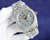 High quality replica iced out Rolex Datejust moissanite vvs diamond silver with blue arabic dial watch