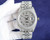 High quality replica iced out Rolex Datejust moissanite vvs diamond silver with blue arabic dial watch