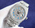 High quality replica iced out Rolex Datejust moissanite vvs diamond silver with blue arabic dial watch