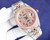 High quality replica iced out Rolex Datejust moissanite vvs diamond two tone rosegold with arabic dial watch
