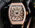 Super clone replica iced out Franck Muller V45 SC DT series moissanite vvs diamond black/rose gold watch