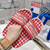 High quality replica UA Dior Dway Slide Cornflower Red Embroidered Cotton with Micro Houndstooth Motif, Sandal