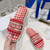 High quality replica UA Dior Dway Slide Cornflower Red Embroidered Cotton with Micro Houndstooth Motif, Sandal