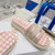 High quality replica UA Dior Dway Slide Cornflower Pink Embroidered Cotton with Micro Houndstooth Motif, Sandals