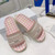 High quality replica UA Dior Dway Slide Cornflower Pink Embroidered Cotton with Micro Houndstooth Motif, Sandals