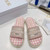High quality replica UA Dior Dway Slide Cornflower Pink Embroidered Cotton with Micro Houndstooth Motif, Sandals