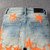 High Quality Replica UA Amiri x Chemist leather stars jeans orange, Pants