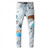 High Quality Replica UA Amiri Animal Print Patch Details Light Indigo, Pants