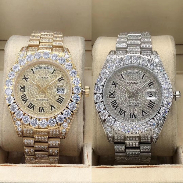 buy High quality replica fully Iced out moissanite prongset diamond Rolex day date watch (PICK STYLE/COLOR) replica from hypereptime Rolex