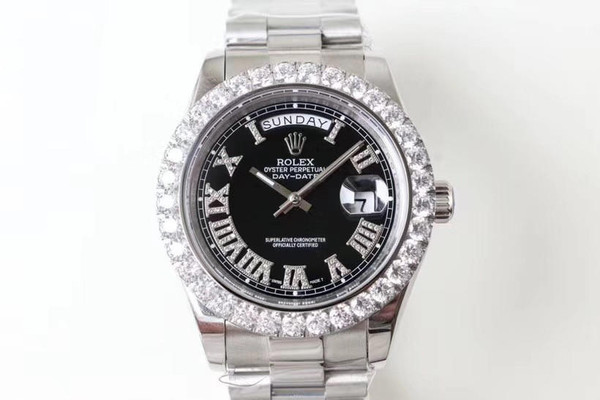 buy High quality replica Iced out moissanite bezel Rolex Oyster Perpetual day date watch (Pick Style) replica from hypereptime Rolex