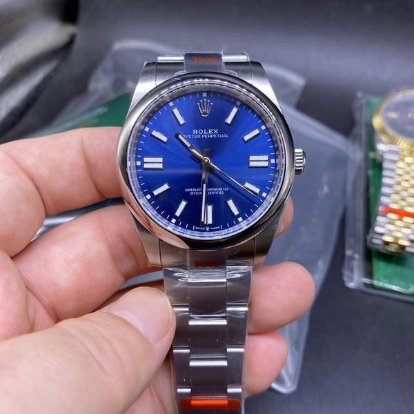 High quality replica plain jane Rolex Oyster perpetual silver blue dial 39.6mm