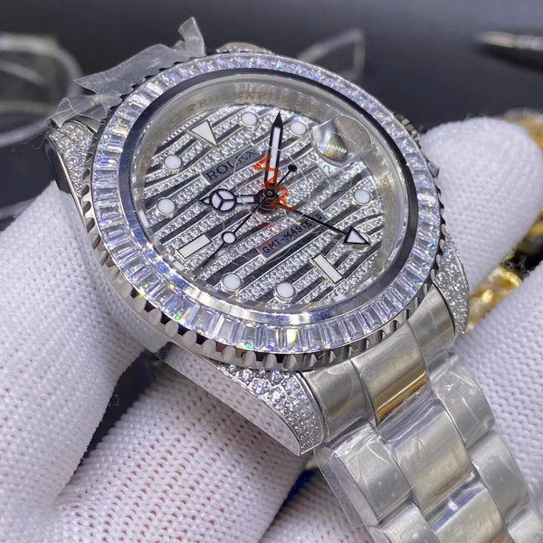 buy High quality replica Iced out moissanite diamonds Rolex face baguette bezel 40mm replica from hypereptime Rolex