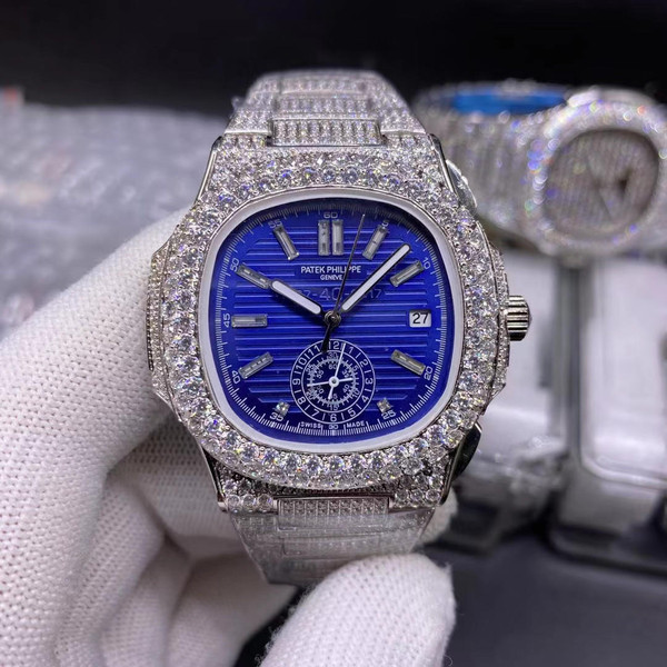 buy High quality replica Iced out Patek  Blue dial replica from hypereptime Patek