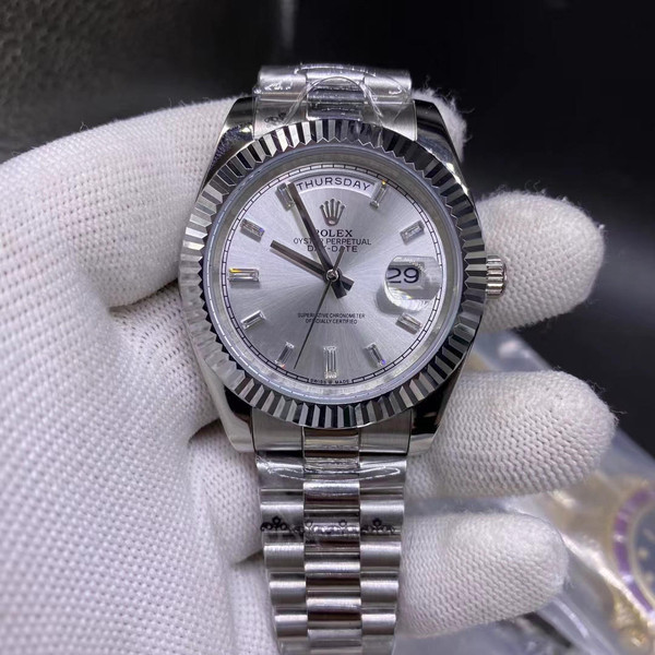 buy High quality replica Plain Jane Rolex Daydate, Silver, Stone number, (36 - 44mm available) replica from hypereptime Rolex