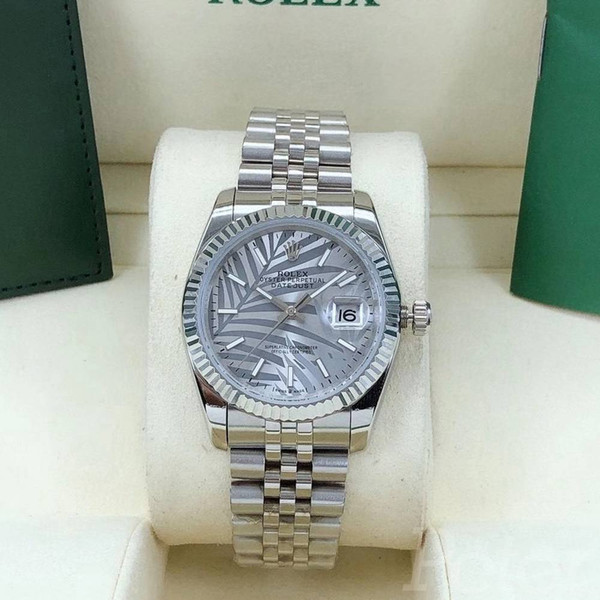 High quality replica Plain Jane Rolex Datejust new model Palm leaf dial silver case jubilee band