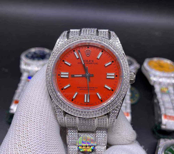 buy High quality replica Iced out Moissanite Diamonds Rolex Oyster Perpetual diamonds case different color dials (Pick Style) replica from hypereptime Rolex