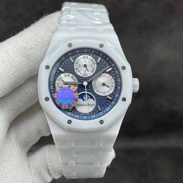 buy High quality replica plain jane  AP all white ceramic case blue face replica from hypereptime Audemars Piguet