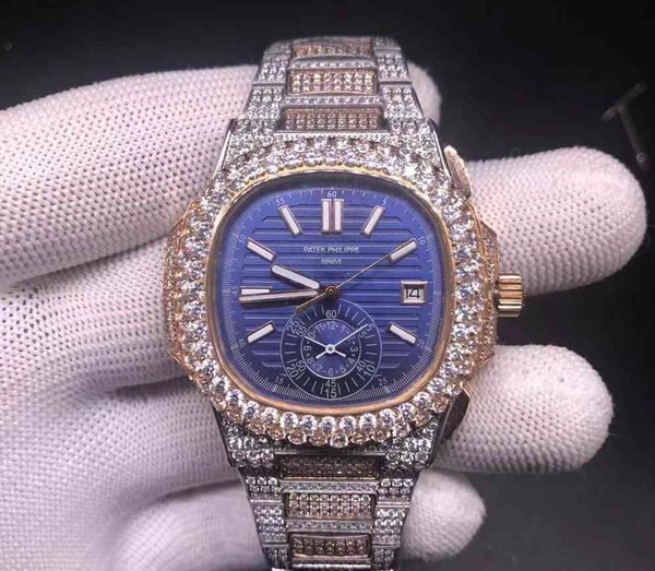 buy High quality replica Iced out Patek Rosegold two tone, Blue face replica from hypereptime Patek